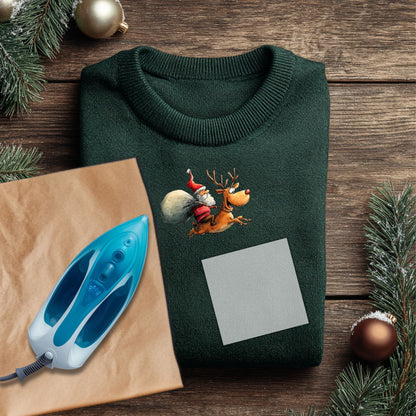 Bügelbild Weihnachtsmann & Rentier