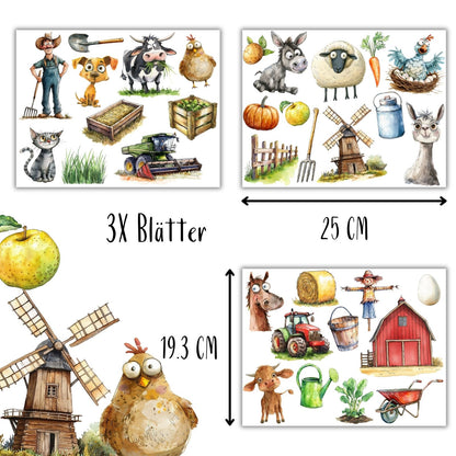 Bauernhof Bügelbilder 3er Set