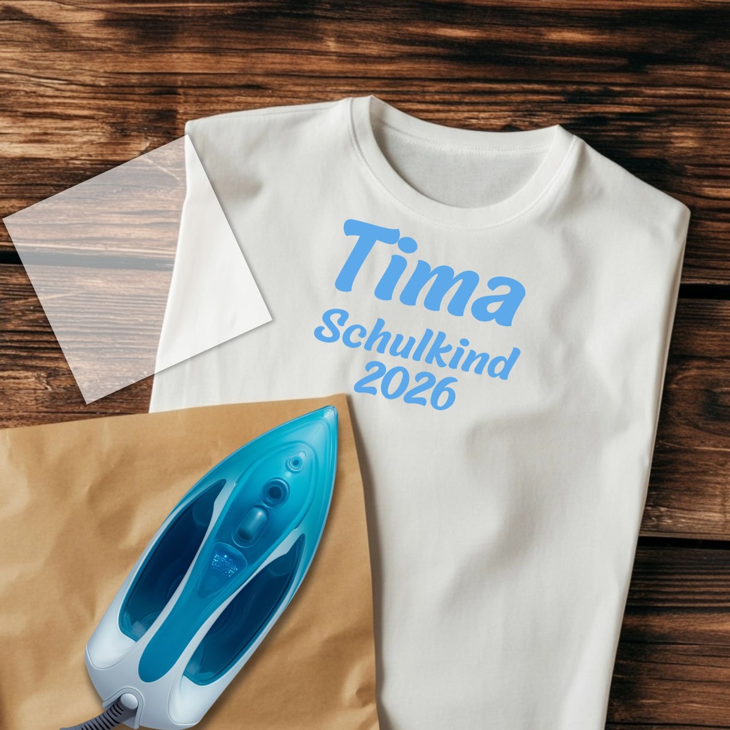 Schulkind 2026 mit Name, Personalisiertes Bügelbild