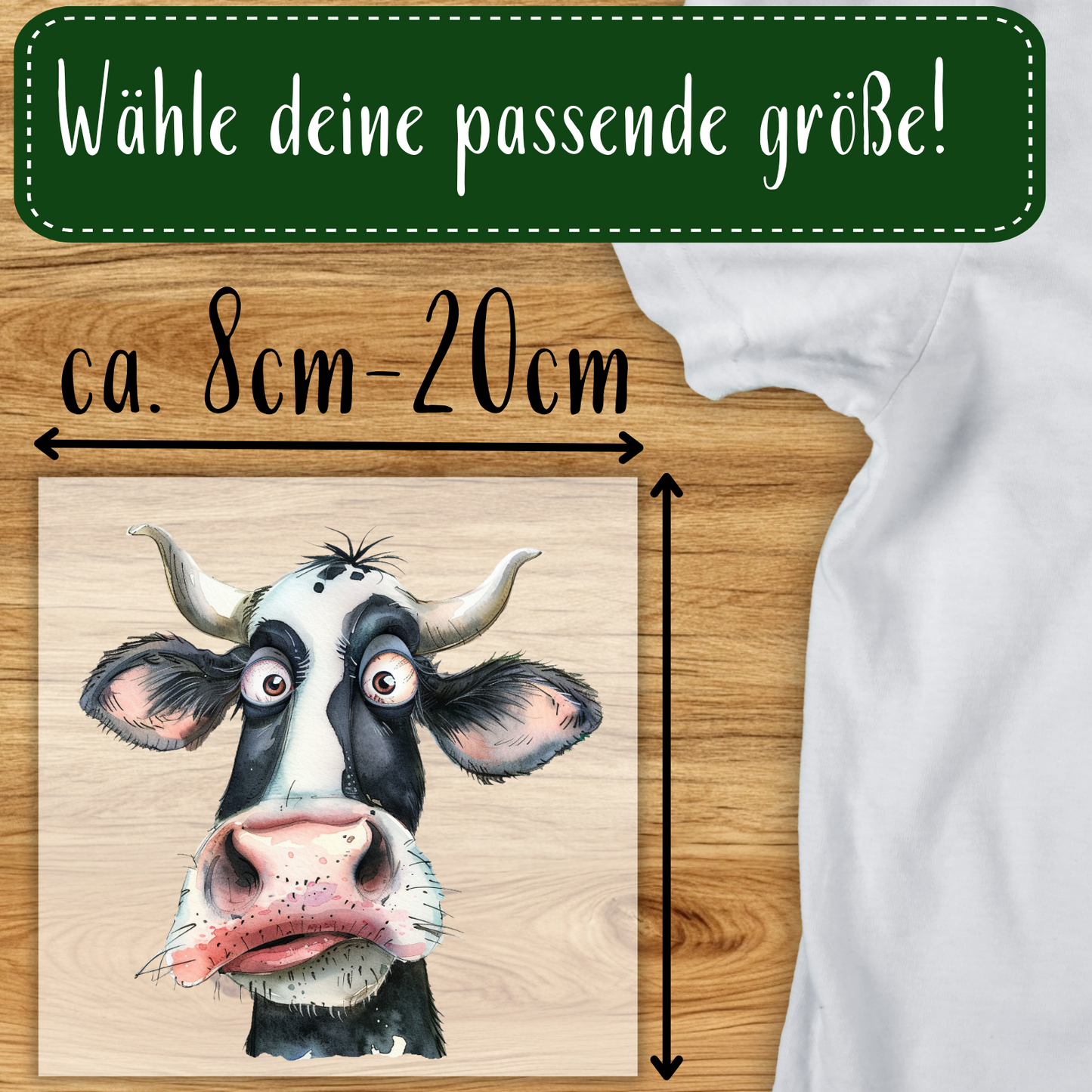 Witzige Kuh Bügelbild