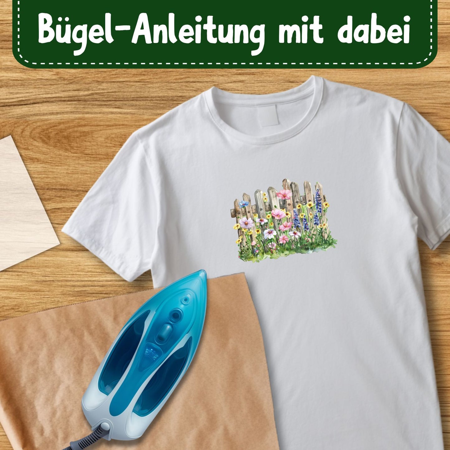 Frühlingszaun Bügelbild