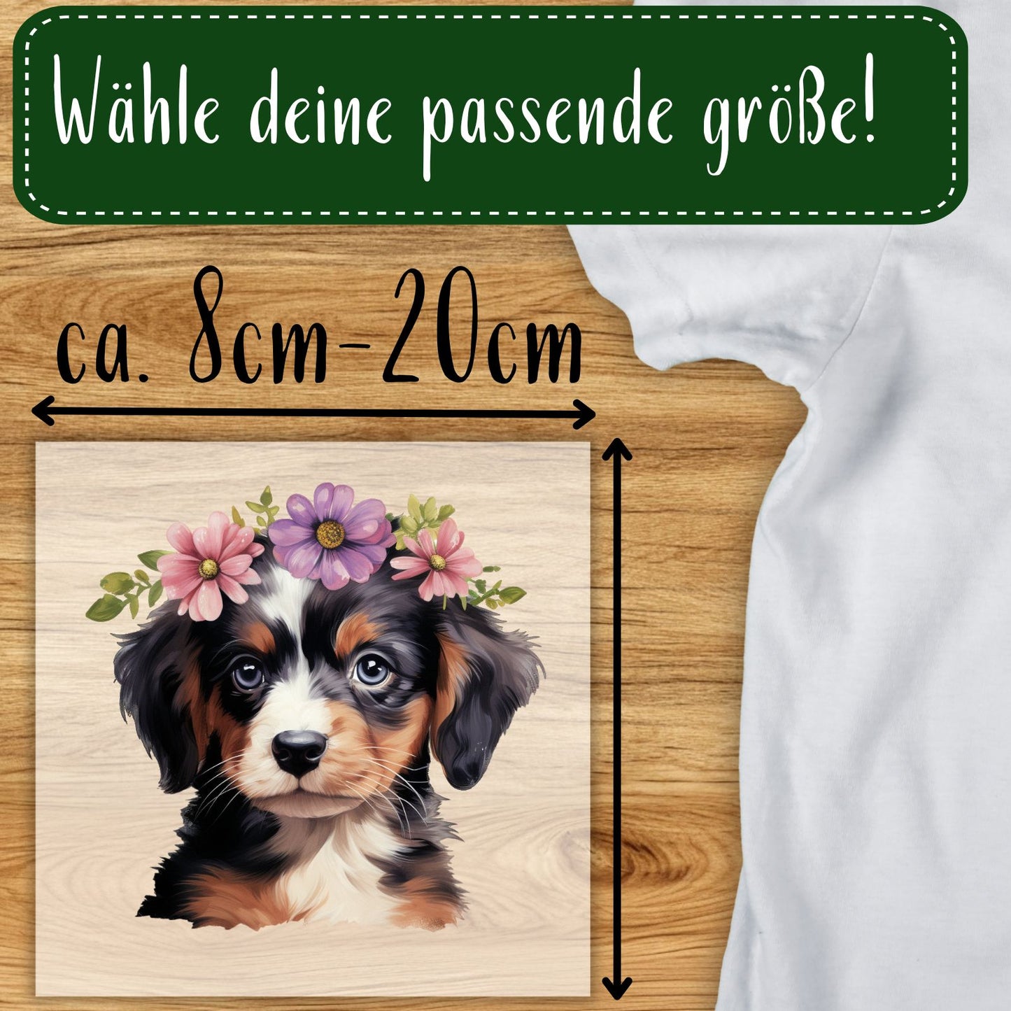 Bügelbild Blumenhund 5 Motive