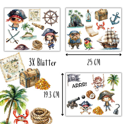 Piratenbucht Bügelbilder 3er Set