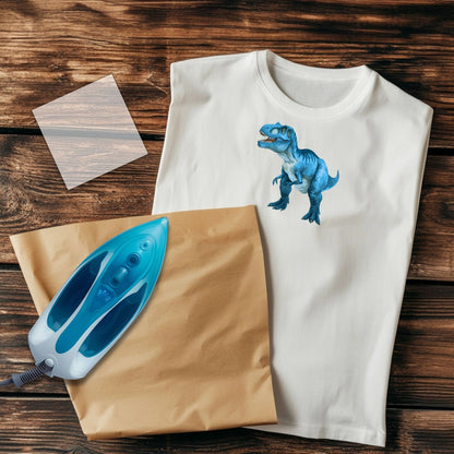 Cooler Blauer T-Rex Bügelbild