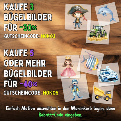 Individuelle Bügelbilder, Logo Firmenname, Kinder Tshirt Bügelmotiv