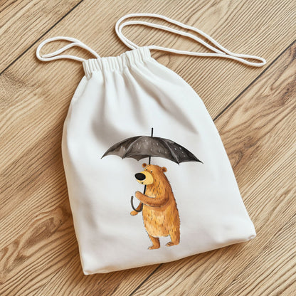Bär mit Regenschirm Bügelbild