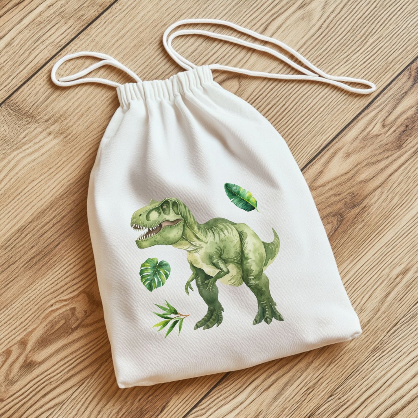 T-Rex Bügelbild, Mit Dschungelblättern