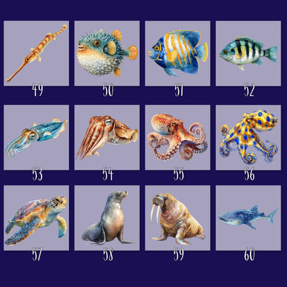 Sea Life Bügelbilder - 90 Motive Meerestiere